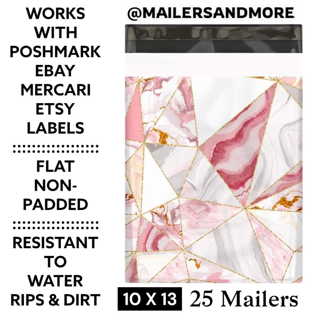 25 10X13 Poly Mailers, Pink Marble, Shipping Envelopes, PRICE IS FIRM - Picture 3 of 7